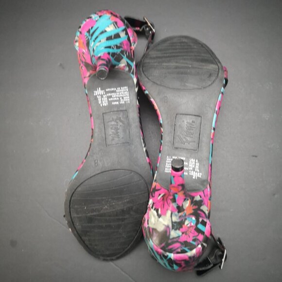 Fioni Ladies Size 8 Pink Blue Black & Grey Faux Leather Sandals - Picture 6 of 9